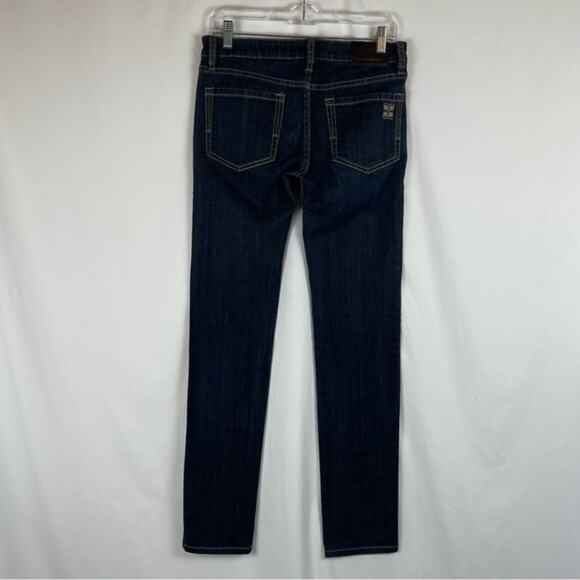 BCBGMaxAzria Dark Wash Mid Rise Dressy Skinny Blue Jeans Size 27 - Picture 5 of 13